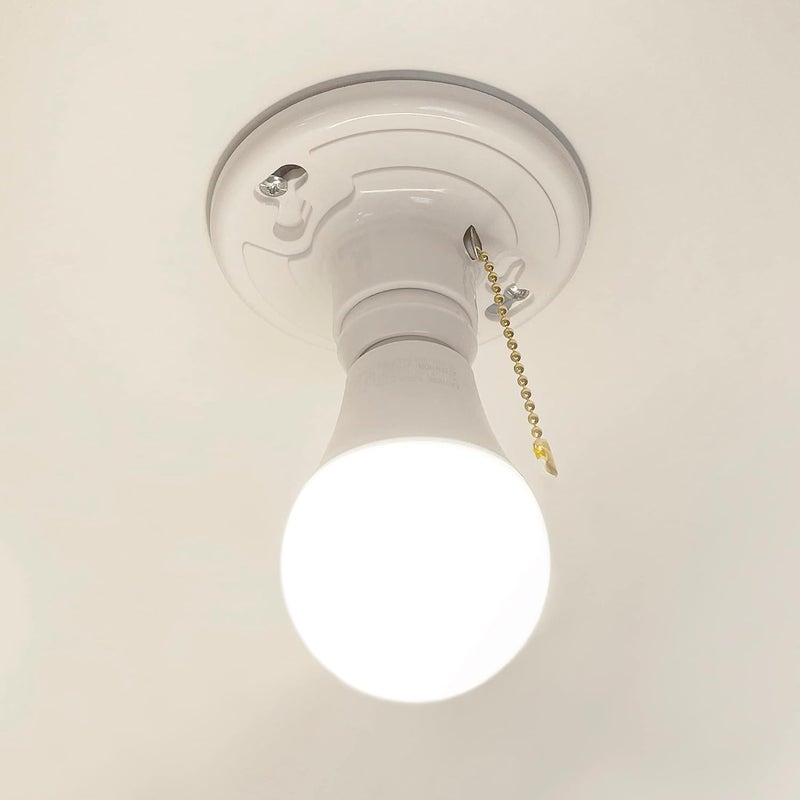 Maxxima Plastic Lamp Holder - Featuring Pull Chain, One-Piece Medium Base, E26 Bulb Socket, Outlet Box Mount, 660W, Ceiling Lighting, Compatible with LED and Incandescent Light Bulbs - 2 Pack - Image 4